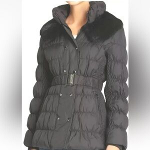 Via Spiga Real Fur, Down Filled Puffer Black Jacket size XS